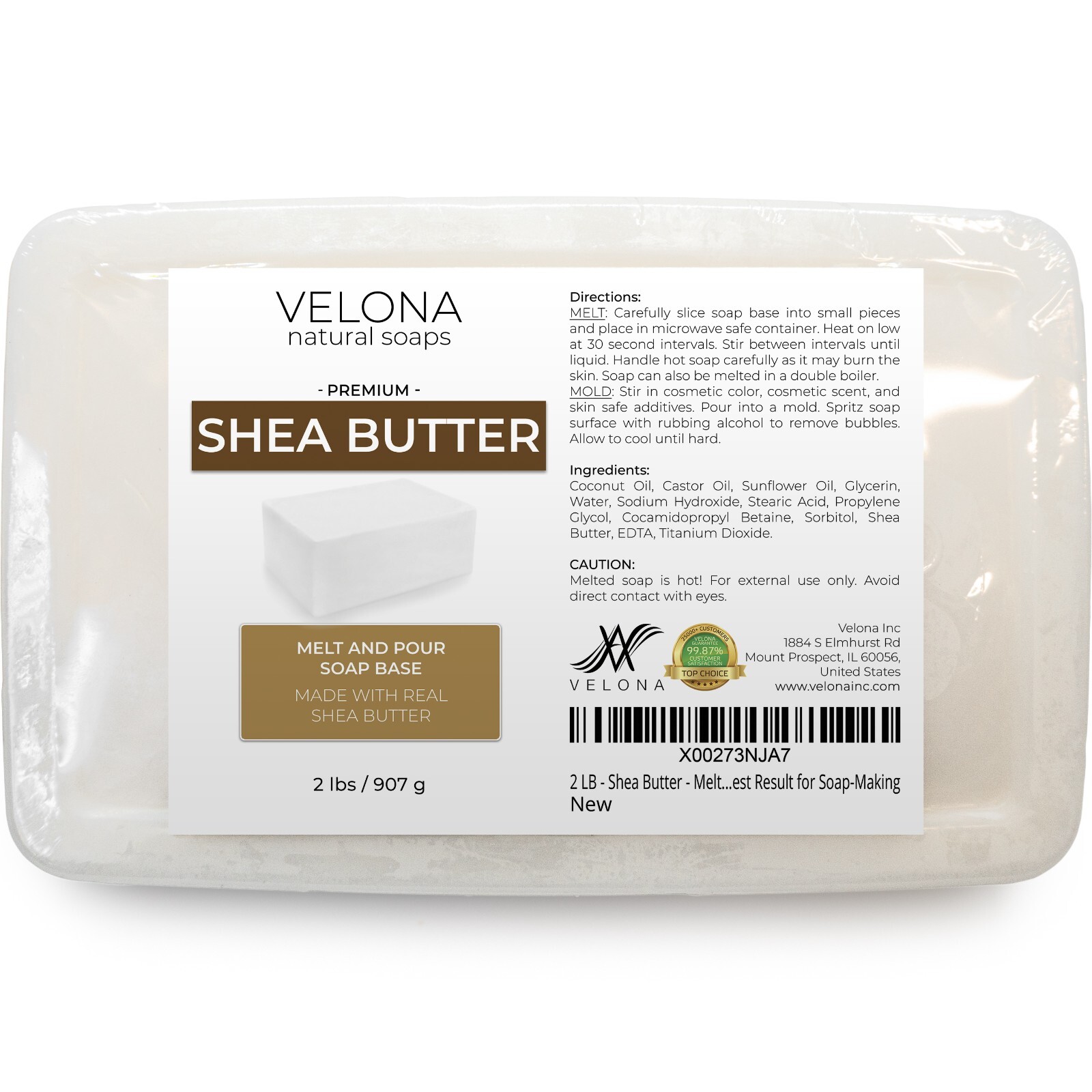 2,5,10,25 LB - Shea Butter Soap Base by Velona SLS/SLES Free Melt Pour