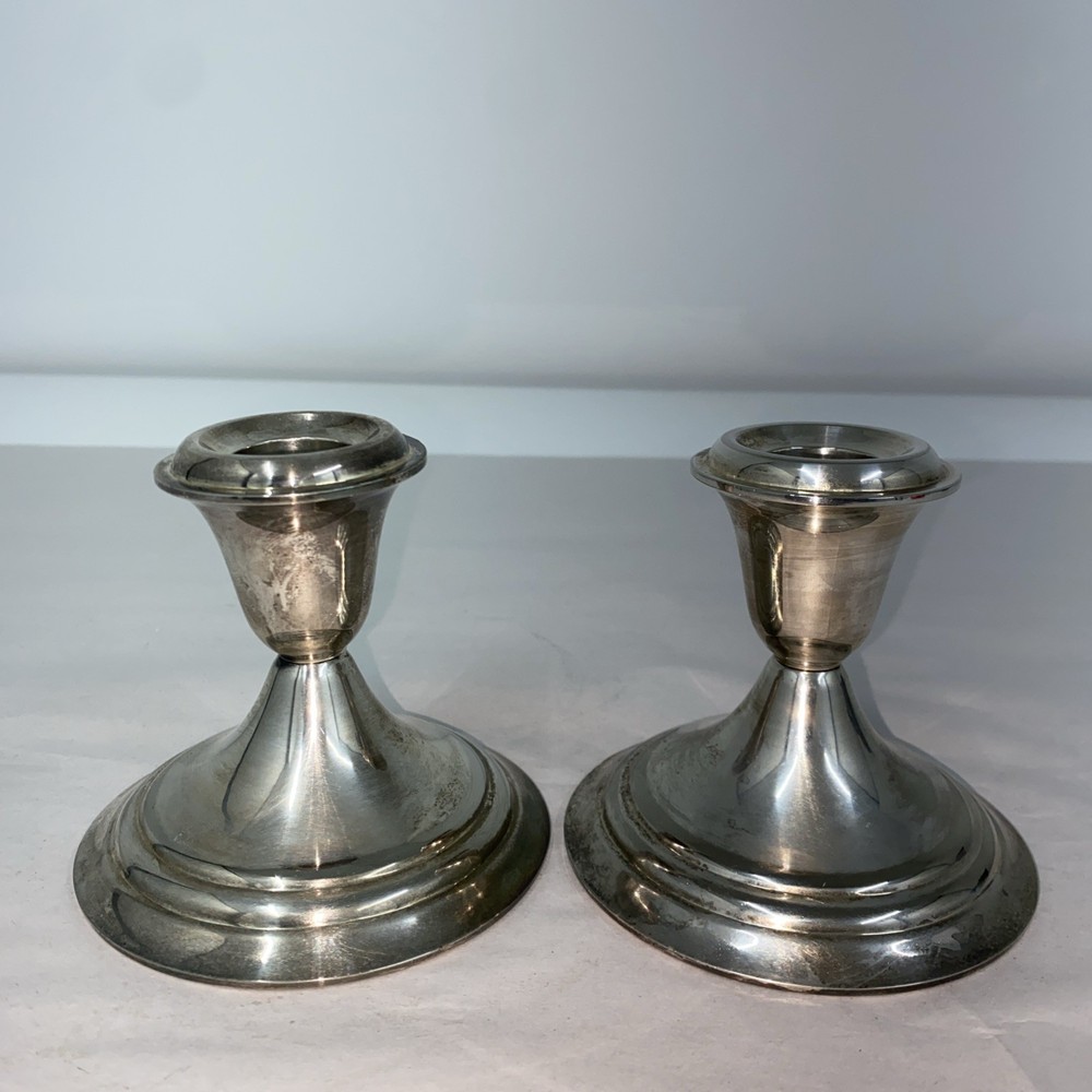 Pair Gorham Heritage EP Silverplate Candlesticks Height 3.5 Inch