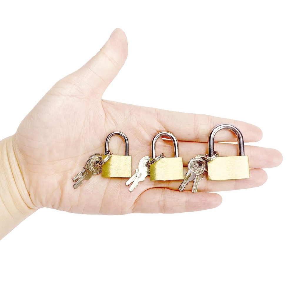 3 Pcs Small Solid Brass Locks with Keys, Mini Key Locks for Luggage Locks, Ba...