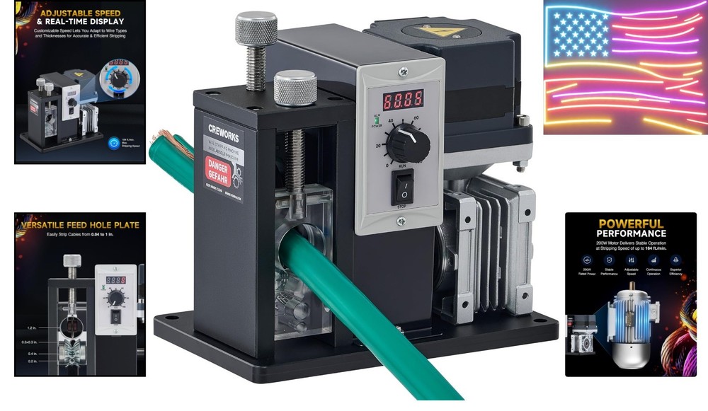 200W Automatic Wire Stripper Machine, Speed Adjustable Electric Wire Strippin...