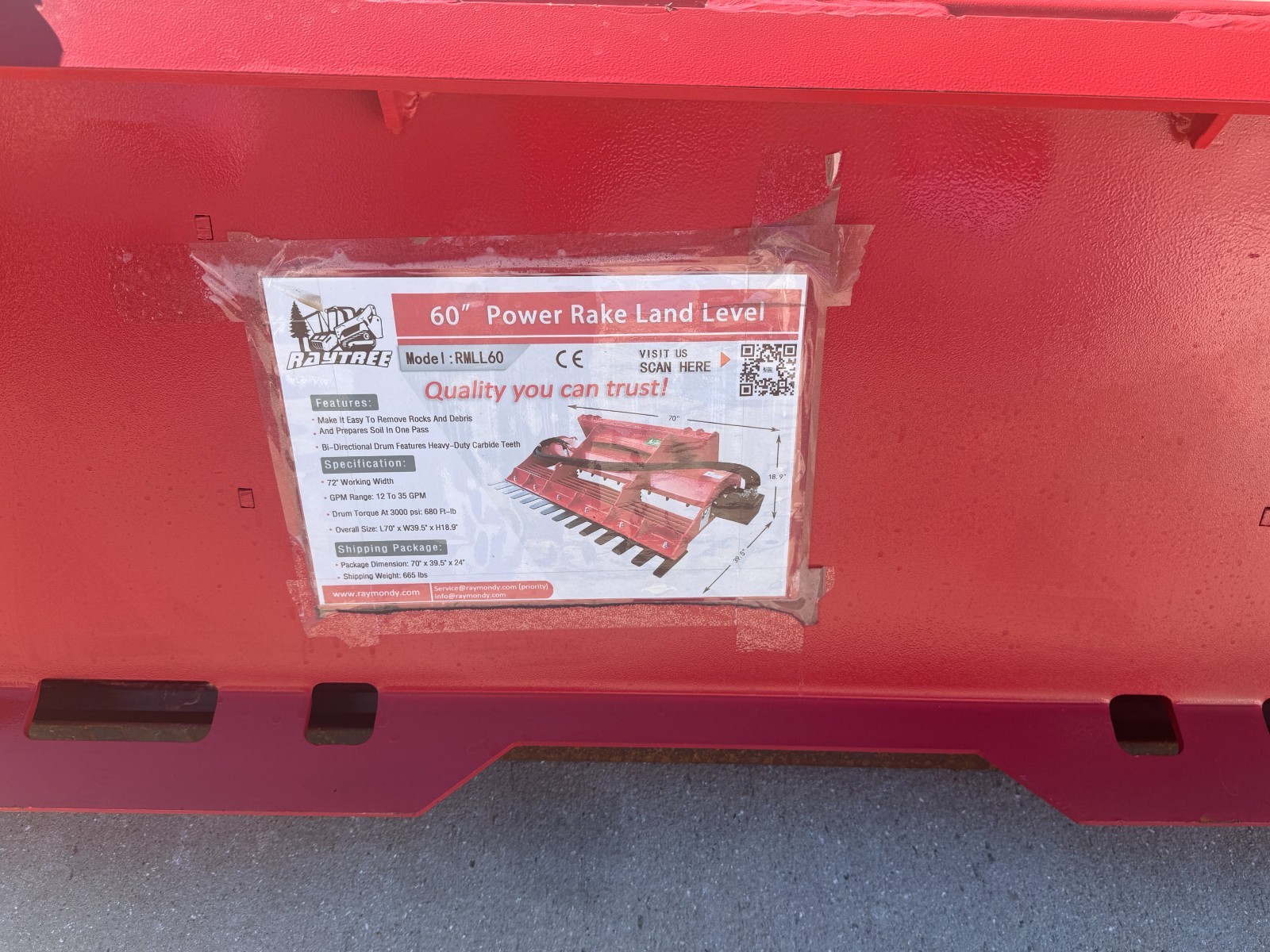 Skid Steer Soil Conditioner 60" Land Leveler Power Rake Carbide Teeth 12 GPM