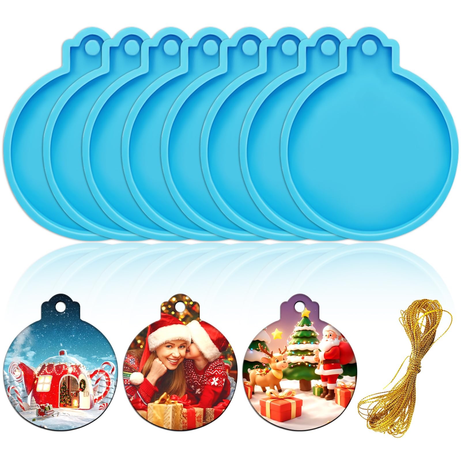 4PCS Round Silicone Ornament Molds with Hanger Holes for Resin Epoxy Christ