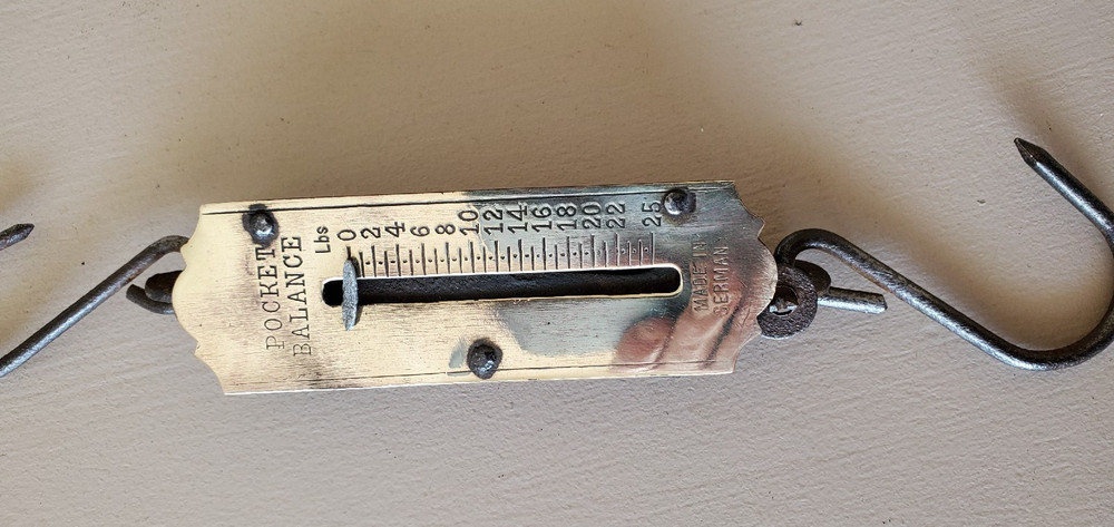 Antique German Made Pocket Spring Balance Lightly Refurbished Brass Front Nice