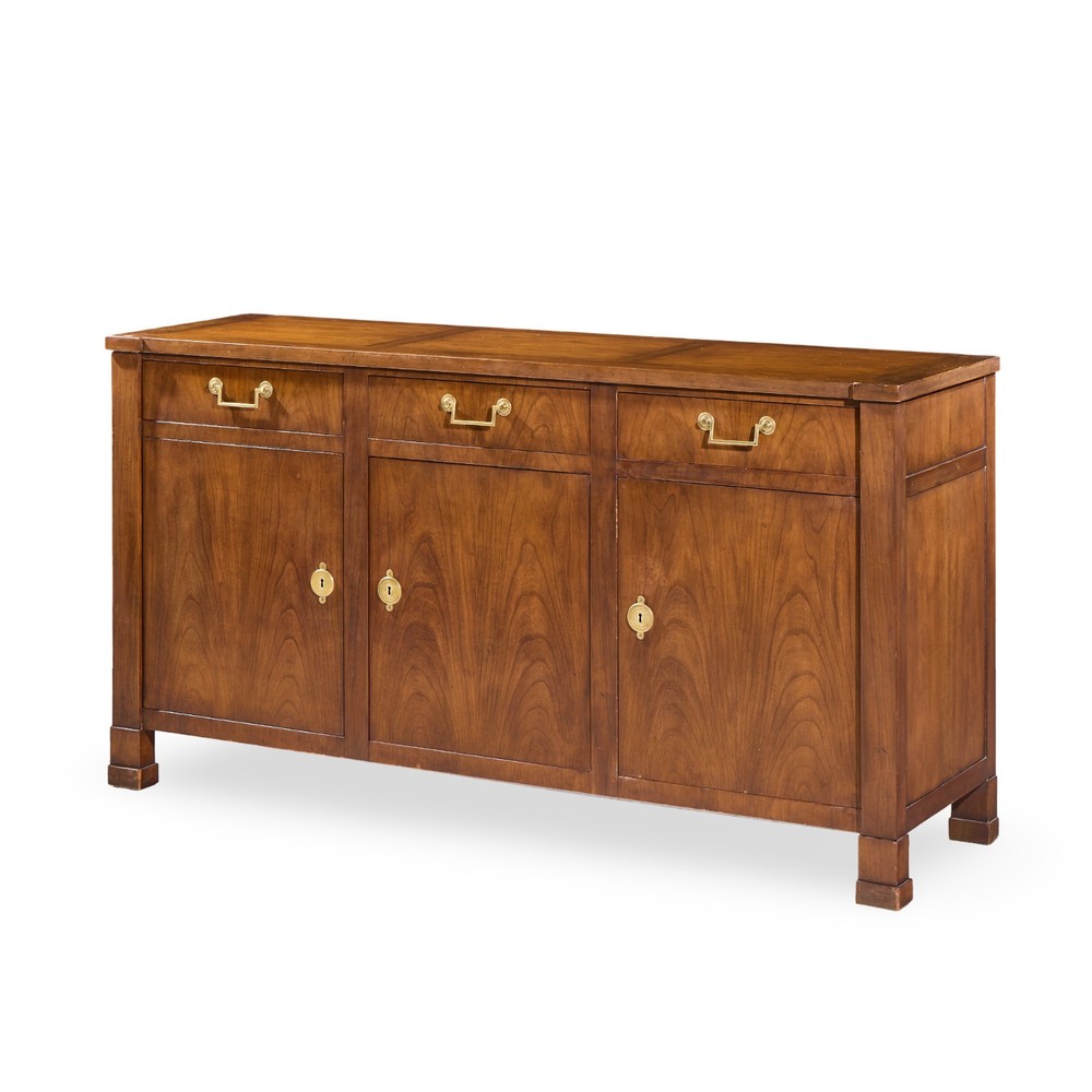 Baker Walnut and Brass Buffet Credenza