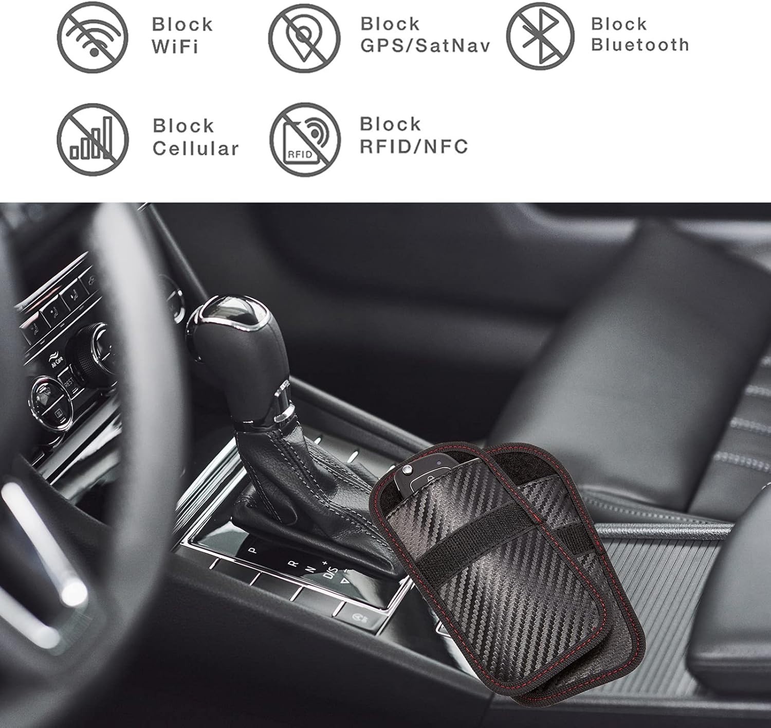 2PCS Key Fob Faraday Bag Car RFID Signal Blocker Anti-Theft Protector Pouch