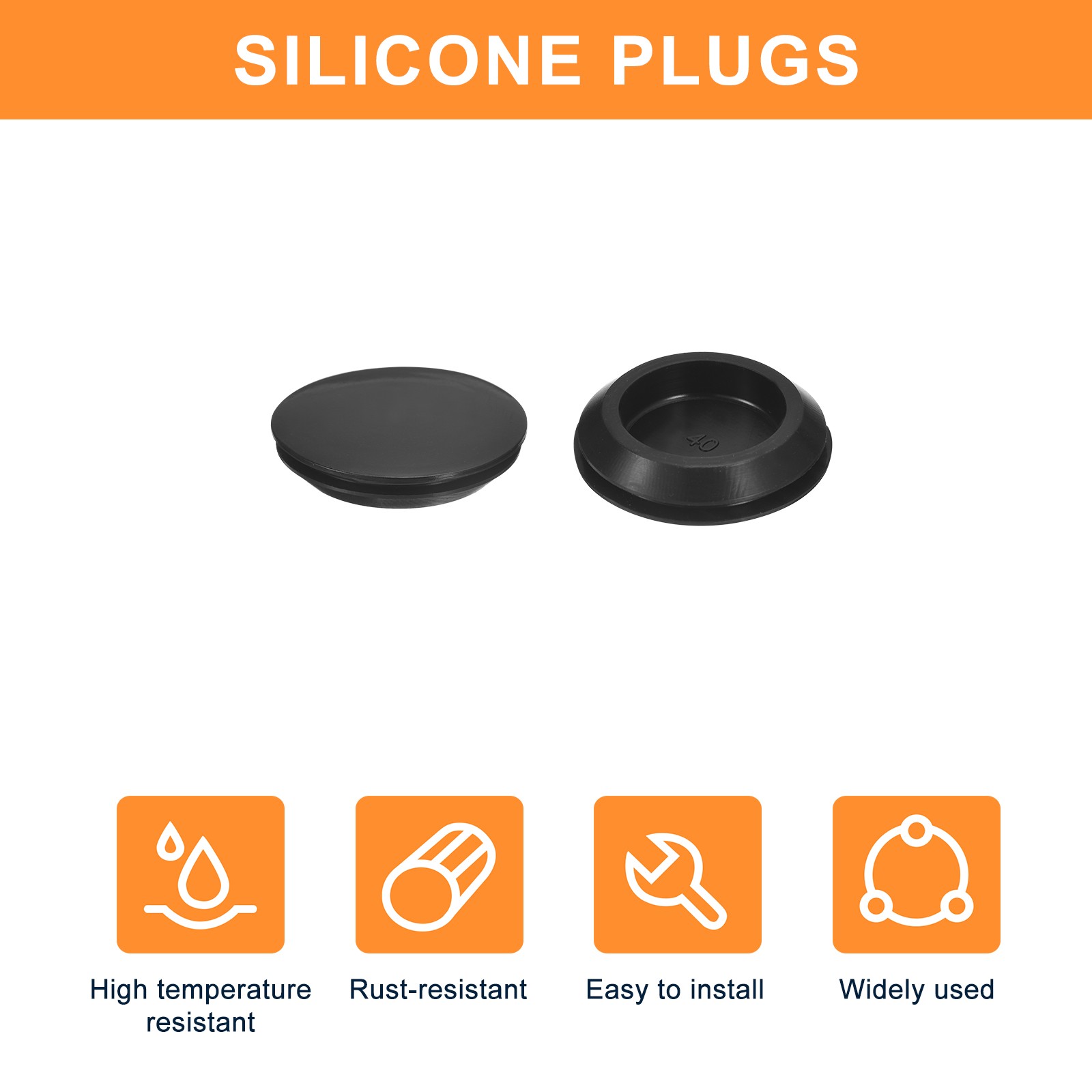 1Pcs Silicone Plugs Rubber Round Hole Plugs for 40mm Hole Black
