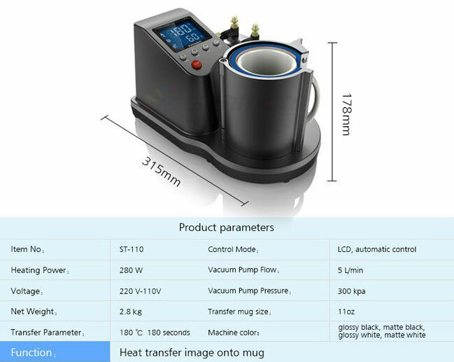 110V 11oz Pneumatic Mug Heat Press Machine Sublimation Printer Mug Cup Transfer