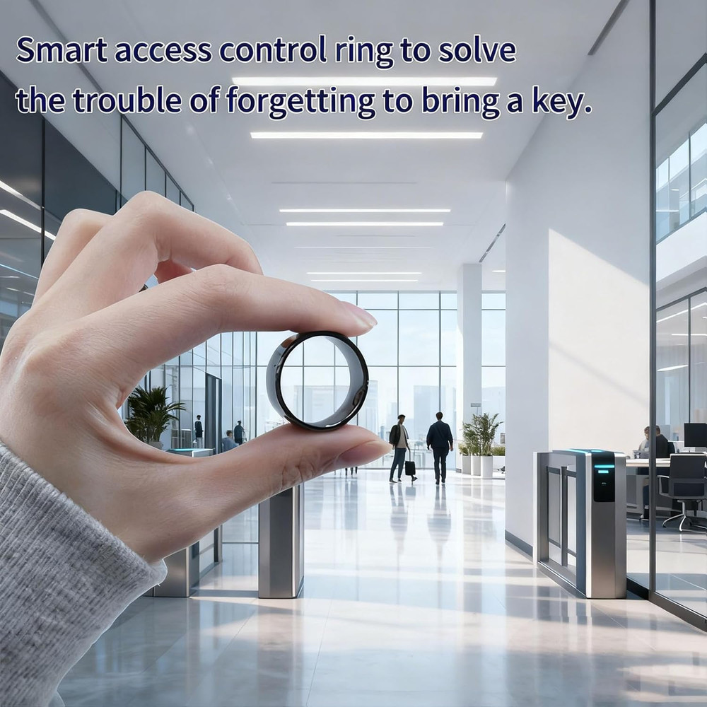 RFID Rewritable Ring Black US#10(RFID Ring Dual Frequency in One Smart Ring 13.5