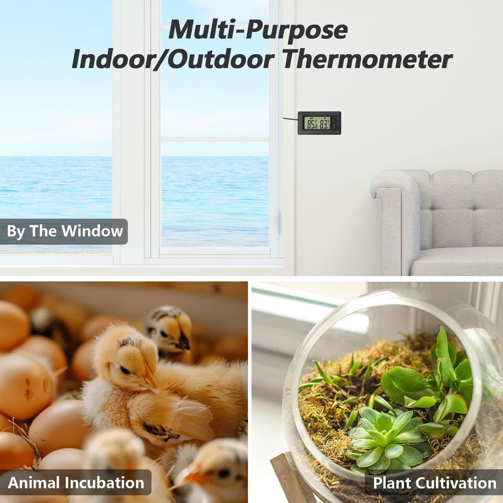 Digital Car Thermometer for Interior Exterior Use, Dual Display Function