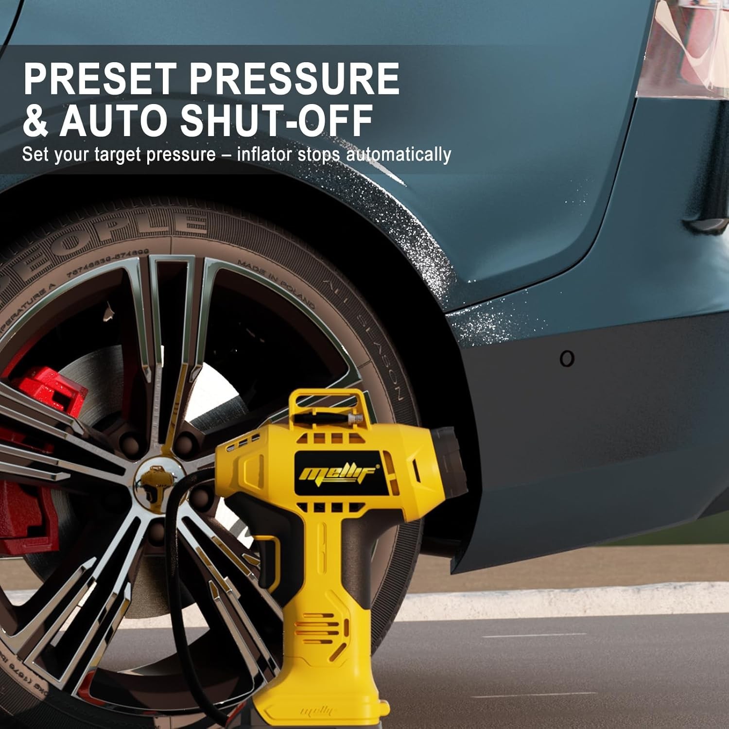 Cordless Tire Inflator Portable Air Compressor Tire Pump for Dewalt 20V Battery