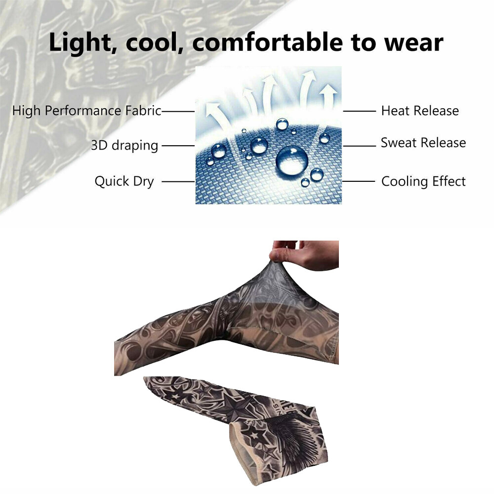 10Pcs Cooling Arm Sleeve Tattoo Cover Sun UV Protection Hip Hop Outdoor Sport