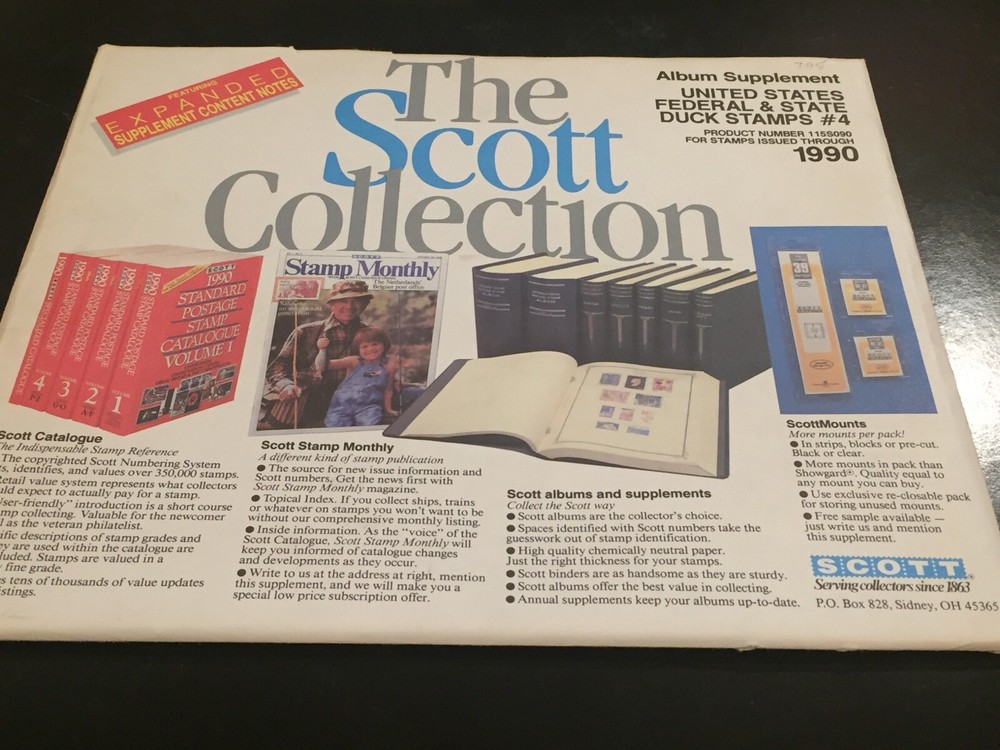 Scott U.S.A. Federal & State Duck Stamp Supplement Pages #4 - 1990 -Quad Drilled