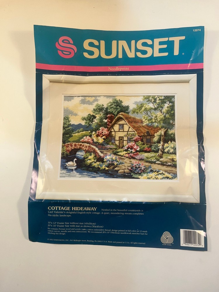 Sunset Needlepoint Kit #12074 "Cottage Hideaway" - Started