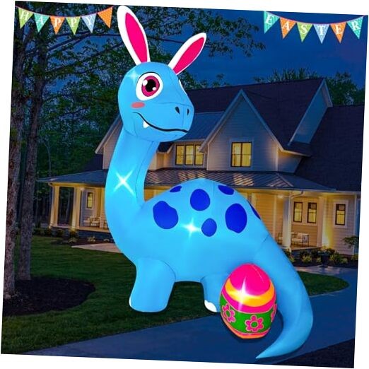 8FT Easter Inflatable Dinosaur with Cute A-8FT Easter Inflatable Dinosaur