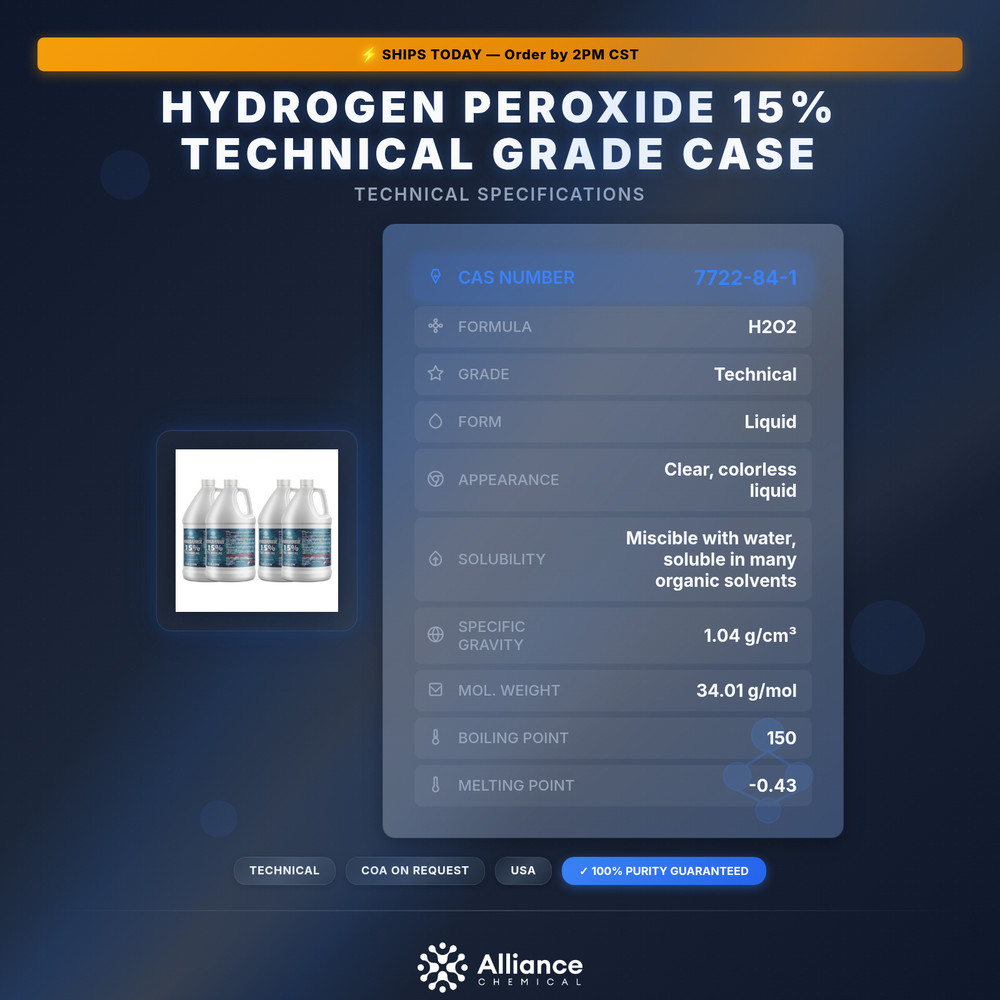 Hydrogen Peroxide 15% Technical Grade - 4 Gallon Case