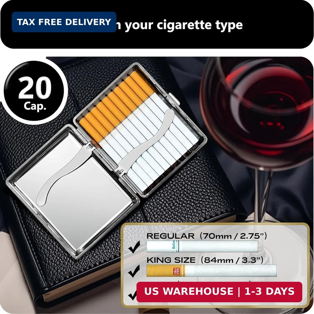 roygra Cigarette Case (2 Pack), Spring Switch 20 Capacity Cigarette Holder Case