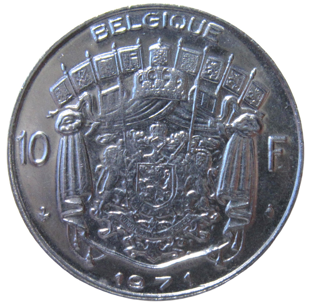 BELGIUM. 10 FRANCS, 1971.