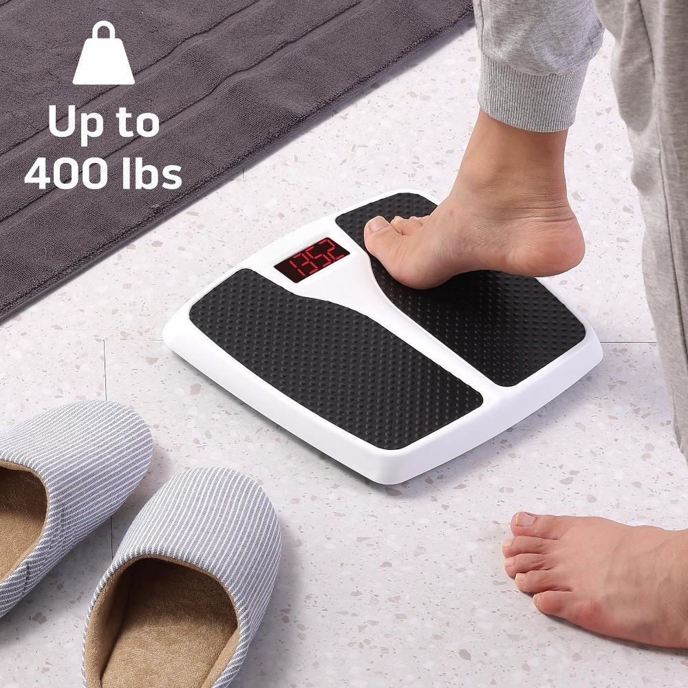 Split Mat Digital Scale, 400 lbs Capacity, LED Display, Black and White