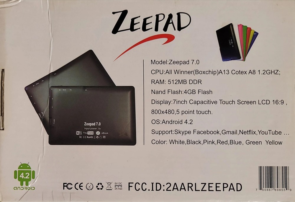 Zeepad 7.0 Android Tablet w/ Box & Case — Pink — Good Condition