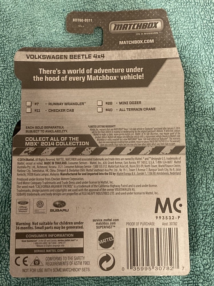 Matchbox Volkswagen Beetle 4X4 Long Card