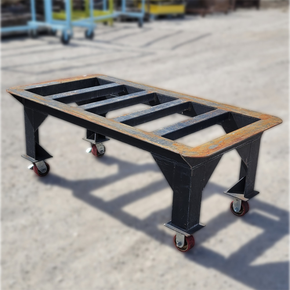 ROLLING WELDED STEEL TABLE 60" X 32" TABLE TOP 4" CASTERS 2 LOCKING 2 RIGID