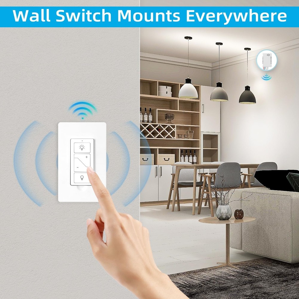 Wireless Dimmer Switch, 2 Remote Light and 1 Receiver kit, Work with Alexa Vo...