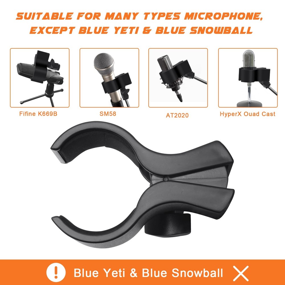 Adjustable Microphone Holder Clip, 4 Pcs Plastic Spring Mic Clip, Microphone ...
