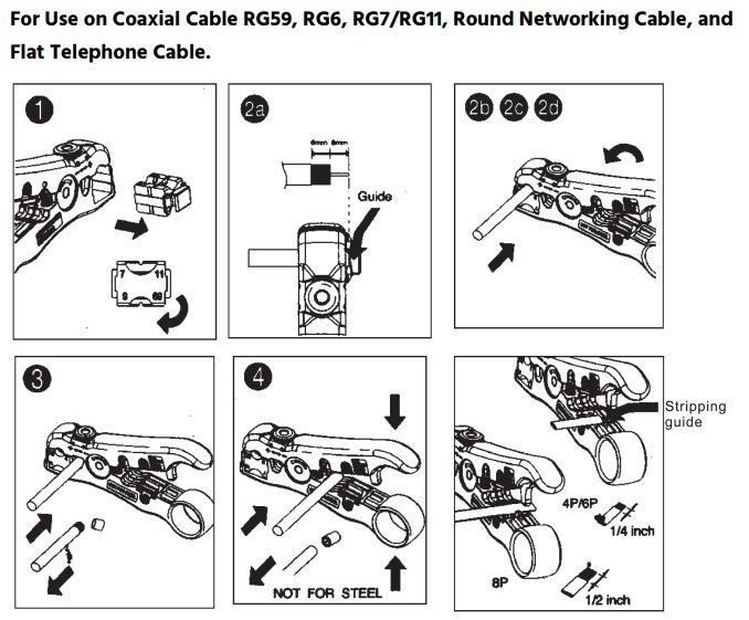 Universal Cable Jacket Stripper - Adjustable Stripping Blade, Yellow 3354