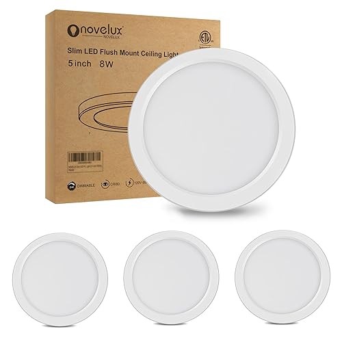 5" Flush Mount Ceiling Light Dimmable, 5000K White LED 5 inch 3 Pack White