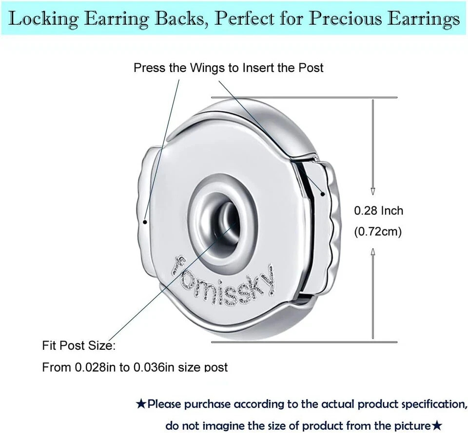 Fomissky Locking Earring Backs for Studs, 2 Pairs Secure Spring Earing Backs Re