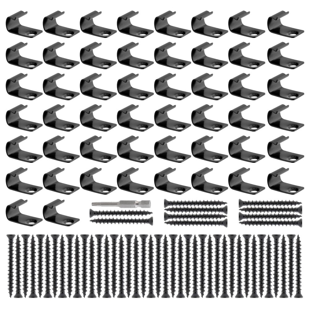 Hidden Deck Fasteners for Composite Decking | 100-Piece Set (50 Clips, Black