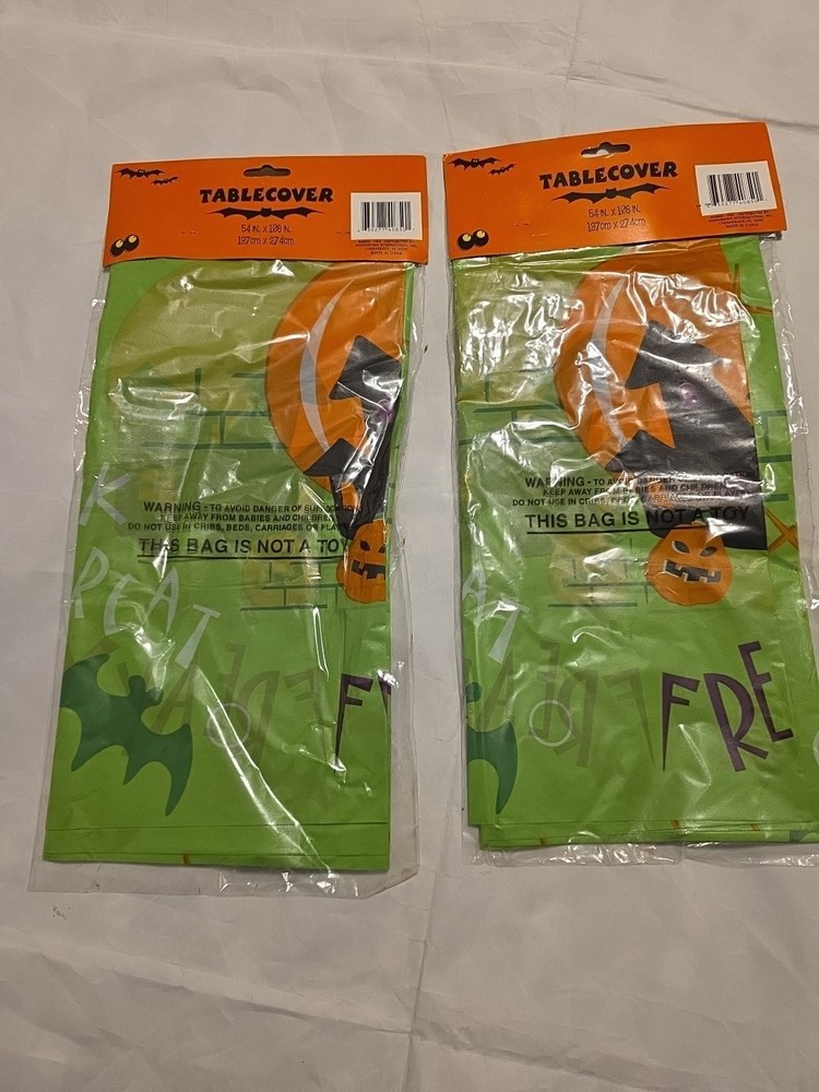 Halloween Plastic Tablecloth Rectangle 54" x 108" Two (2)Disposable Table Cover