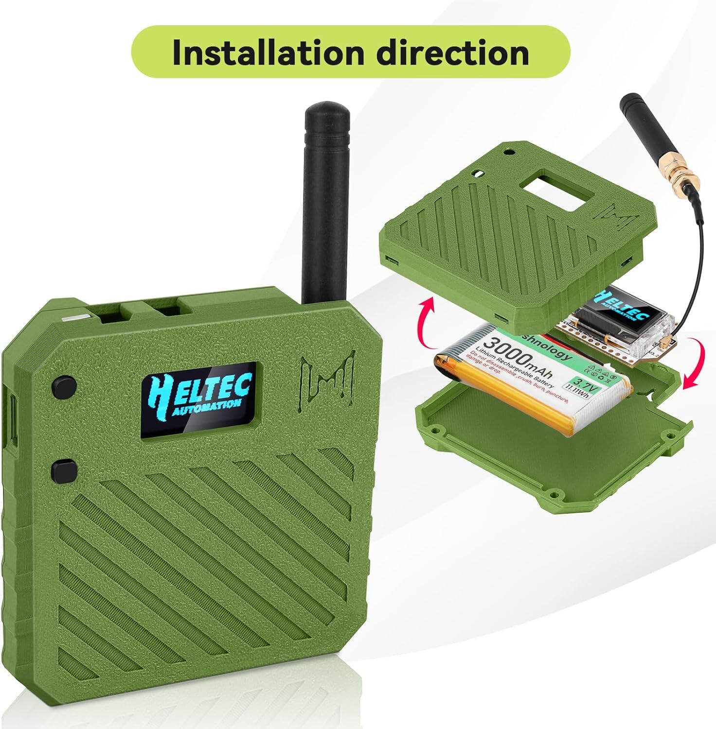 2 Sets 915MHz LoRa V3 ESP32 OLED Board + Antenna +Battery + Case for Meshtastic