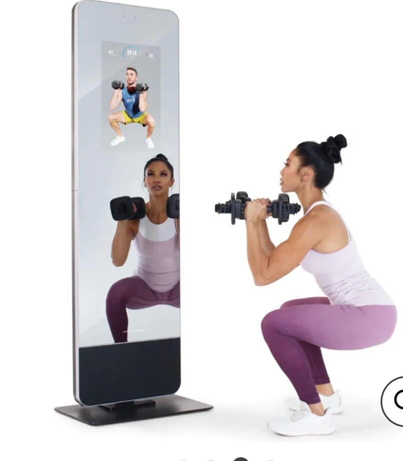 ProForm Vue Interactive Workout Mirror new condition with bar, weights, mat 