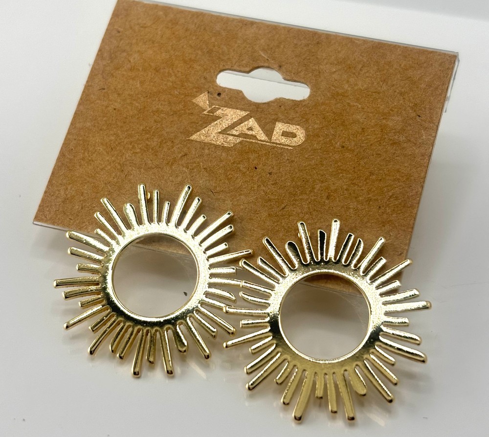 Tribal Rays Sun Gold Post Earring