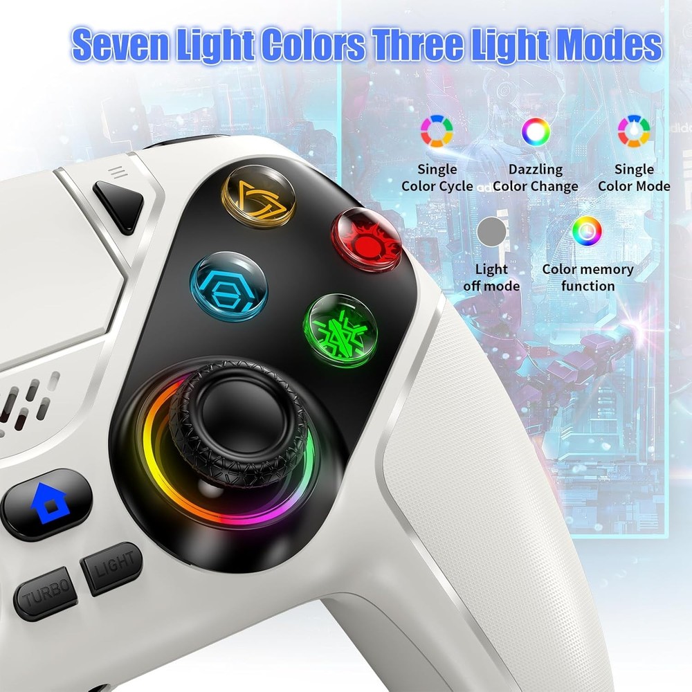 LED Wireless Controller for PS5, Compatible with PS5 Pro/Slim/PC, Dual