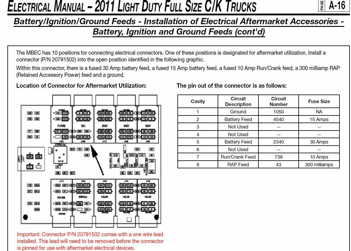 2007-2013 GM UPFITTER CHEVY GMC JUNCTION BLOCK MBEC CONNECTOR 13504592 20791502