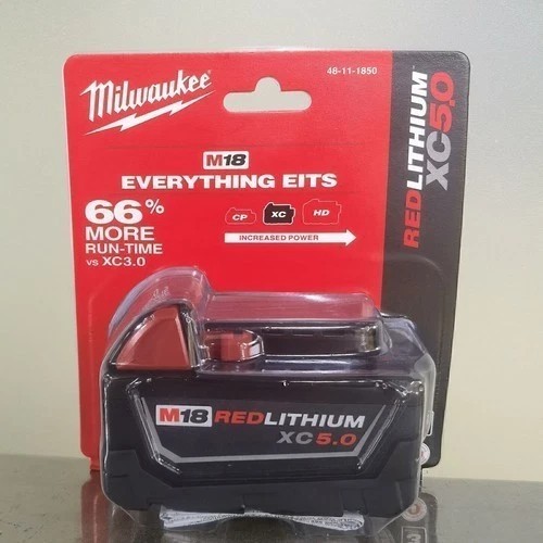 2 PCS Milwaukee 48-11-1850 M18 XC 5.0 AH 18 Volt Capacity Battery New In Pack