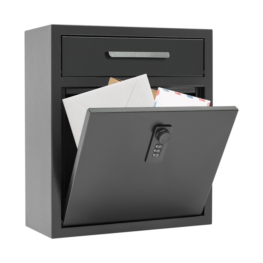Wall-Mounted Mailbox With Combination Lock for Secure Mail Storage