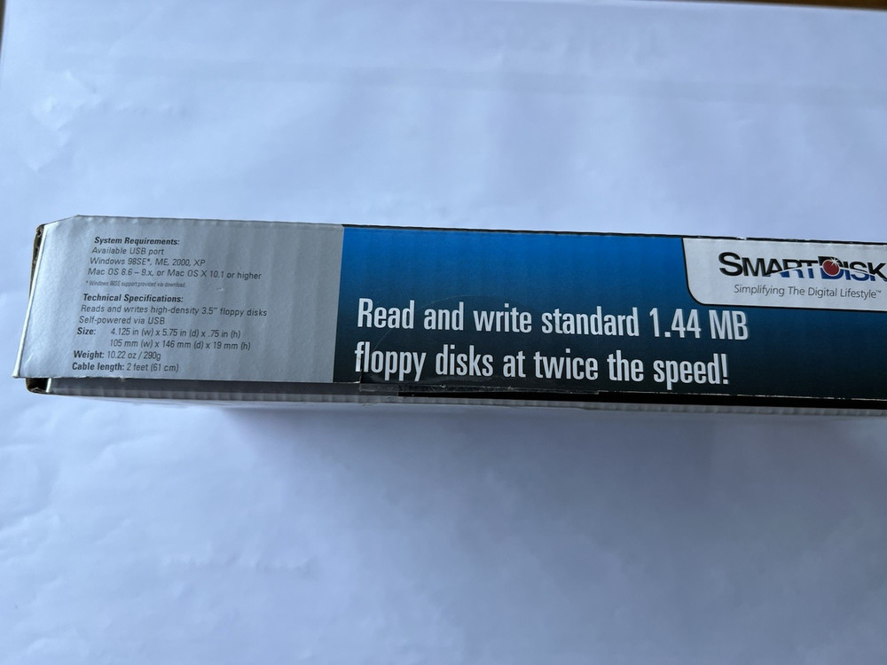 SmartDisk External USB Powered Floppy Disk Drive Titanium Edition Windows or Mac