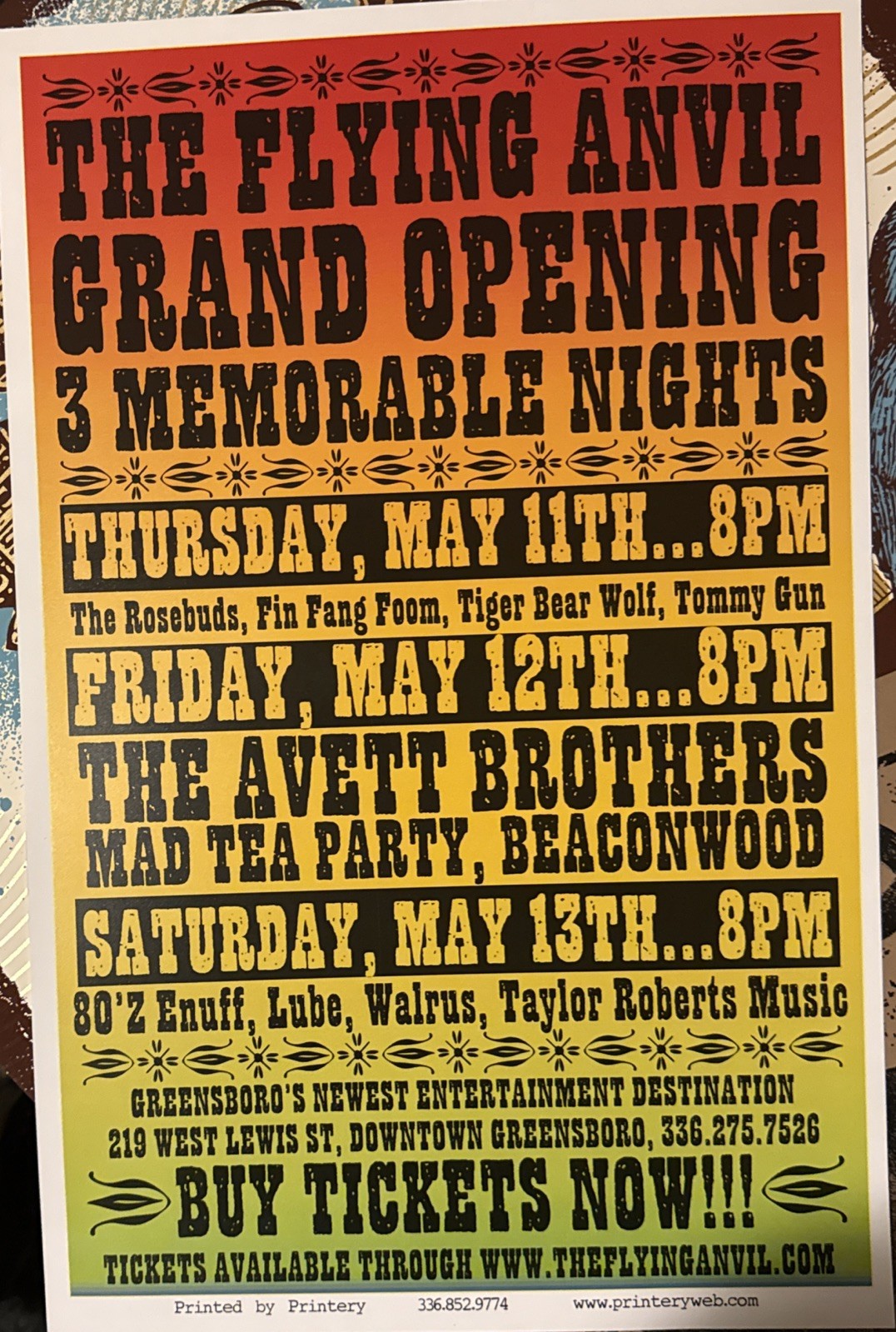 The Avett Brothers Concert Poster 2006 3 Night Run May 11-13 Greensboro NC