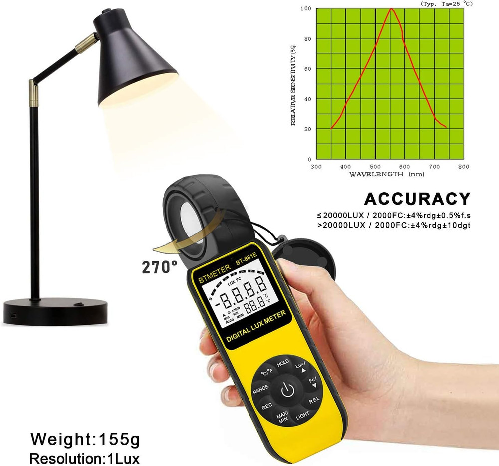 Medidor de iluminación/luz digital BT-881E