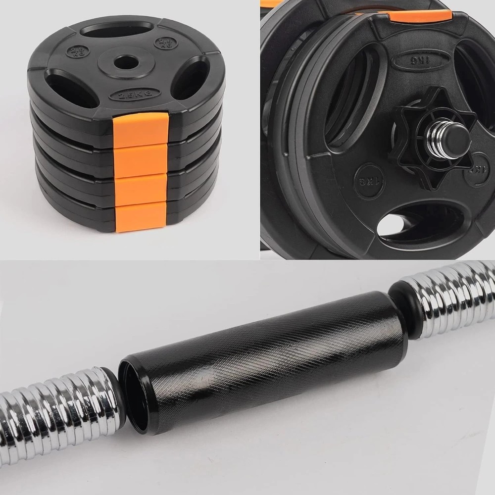 Compact 15kg Dumbbell and Barbell Set: Versatile Weight Training Solution