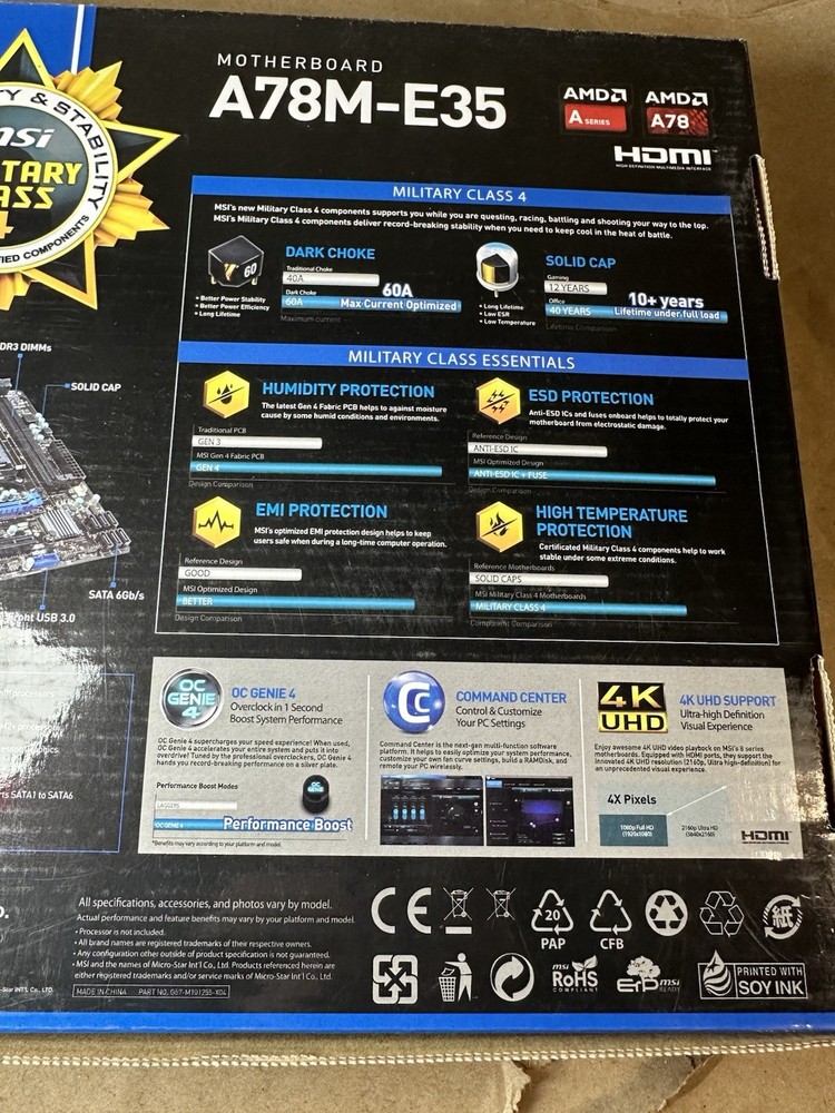 MSI A78M-E35 MS-7721 SOCKET FM2+ 2x DDR3 PCIe PCI