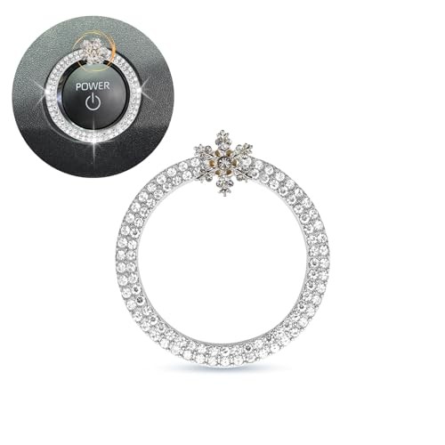 Car Engine Start Stop Button Ring Rotatable Snowflake Push Start Button Car