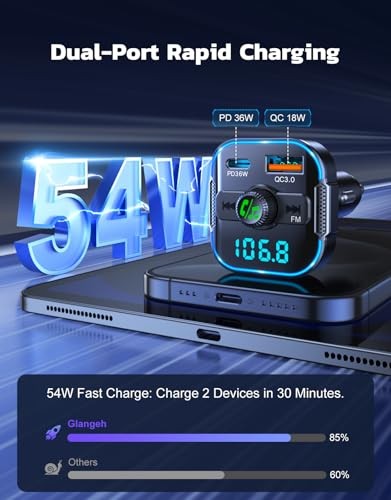 Bluetooth 5.3 Car Adapter【PD 36W+QC3.0 18W】, 2-in-1 FM Bluetooth Transmitter