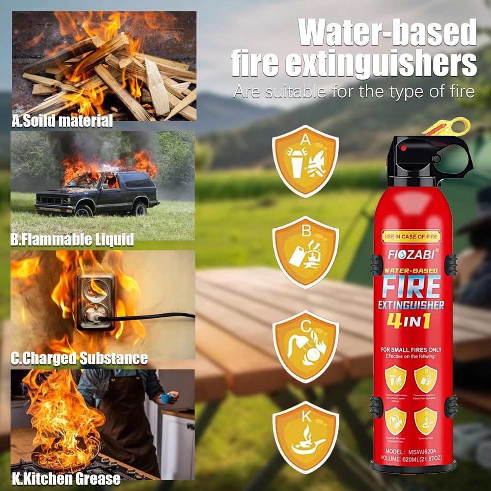Portable Fire Extinguisher Spray 620ml 4 Pack ABC Multi‑Purpose w/ Bracket