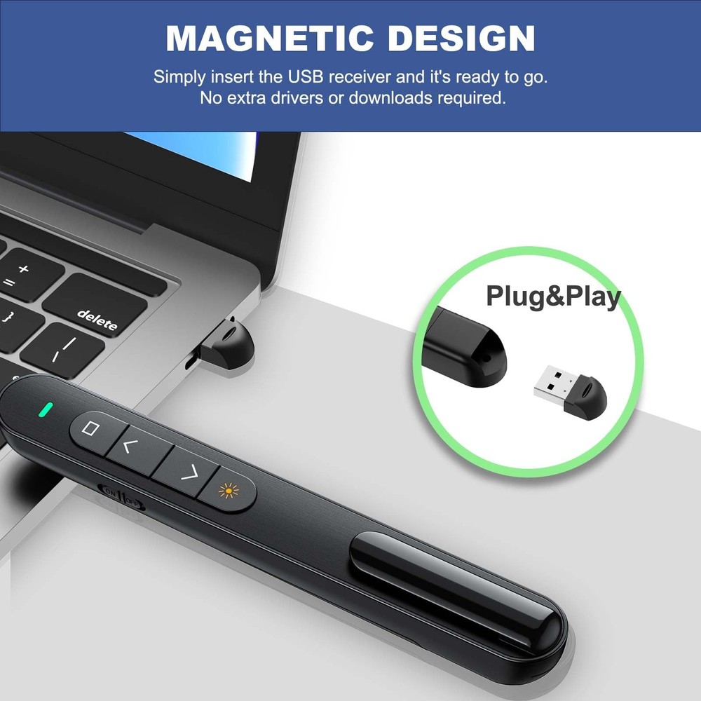 Presentation Clicker RF 2.4GHz USB Wireless Volume Control for Mac Windows