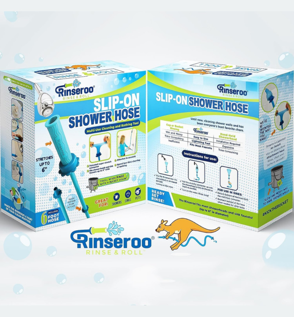Rinseroo: Slip-on, Handheld Showerhead Attachment Hose for Sink and Shower.