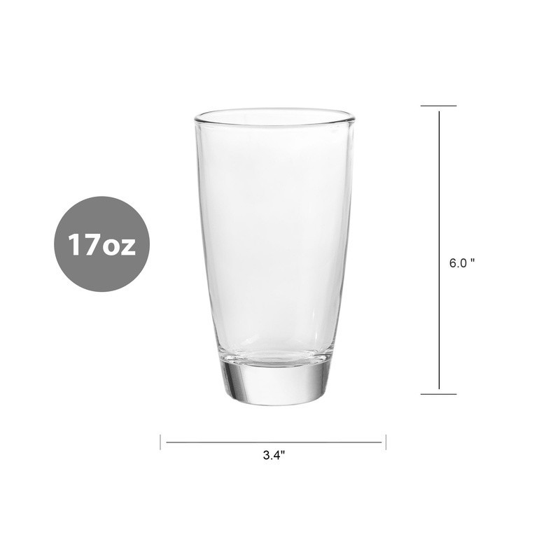 Clear Glass Drinkware Set 17 oz Stackable Beverage Glasses Durable 8 Count New